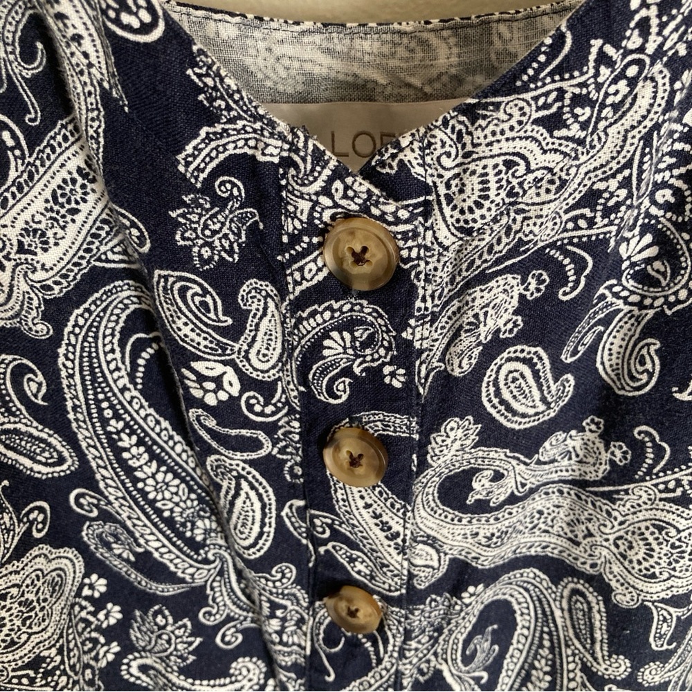 LOFT Blue Paisley Linen Blend Maxi Dress Size 4 - Picture 3 of 8